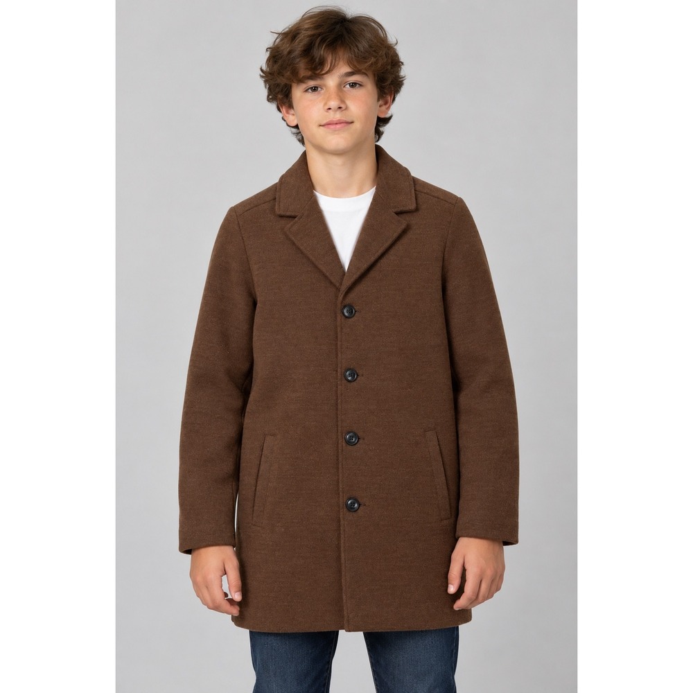 Abercrombie Kids Topcoat Boys 13/14 Brown Wool Blend Jacket Winter Pea Coat Prep